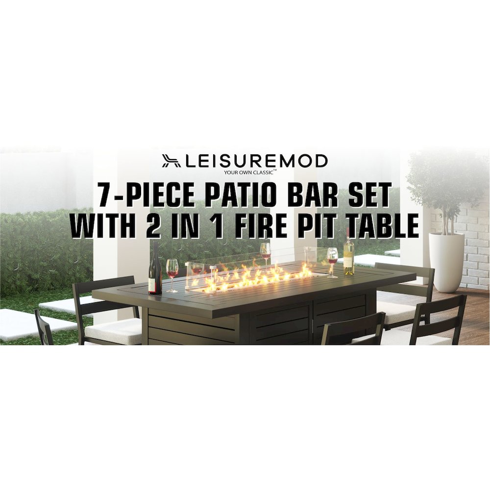 Chelsea Collection Aluminum Outdoor Dining Set in black with Beige Cushions