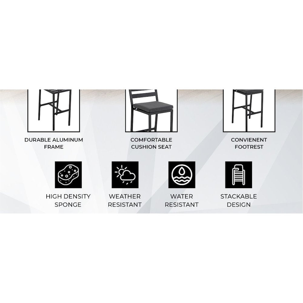 Aero Collection Modern Dining Chair in Charcoal