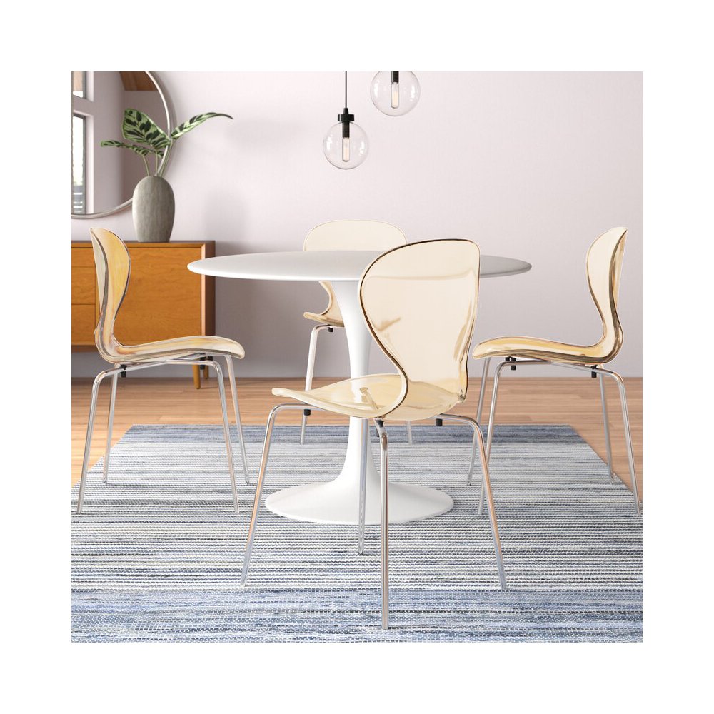 Modern Oyster Transparent Side Chair Set of 4