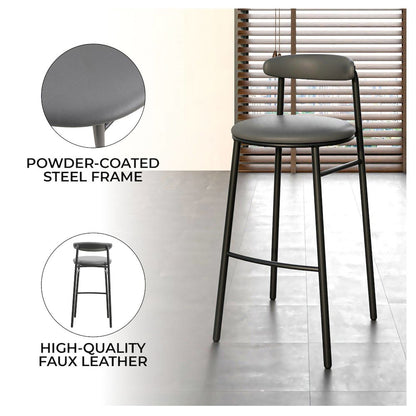 Lume Collection Modern Bar Stool in Charcoal Set of 2