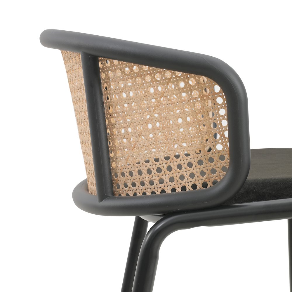 Ervilla Mid-Century Modern Wicker Bar Stool in Black