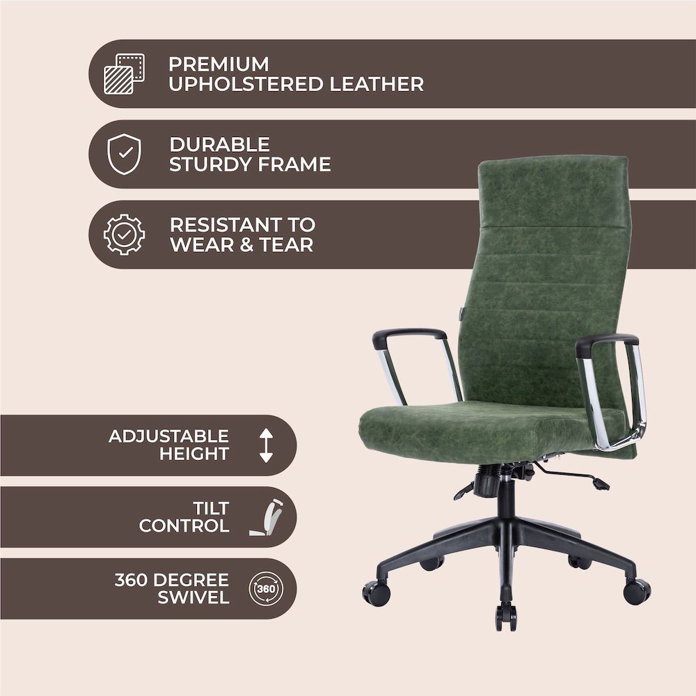 Hilton Leather Office Chair in Green