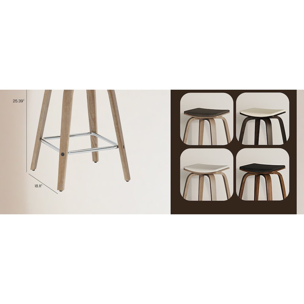 Wooden Counter Stool in Brown