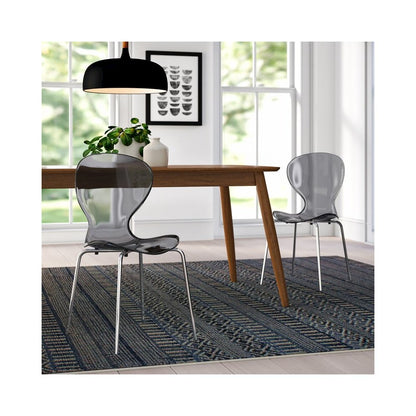Modern Oyster Transparent Side Chair, Set of 2