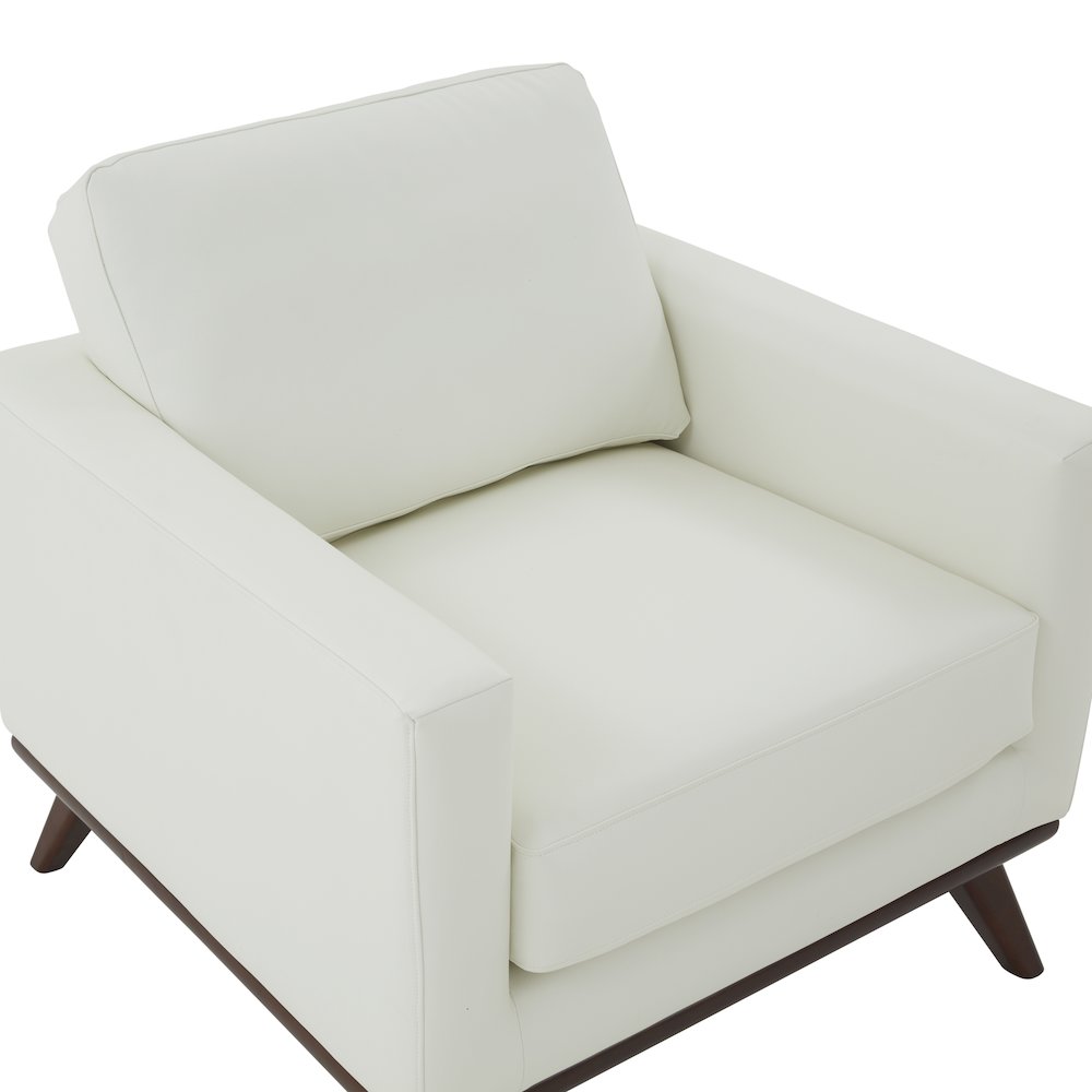 Chester Modern Leather Accent Arm Chair With Birch Wood Base