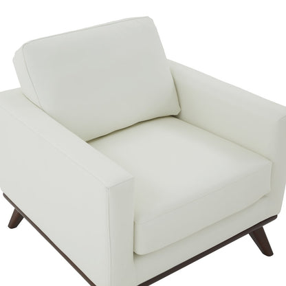 Chester Modern Leather Accent Arm Chair With Birch Wood Base