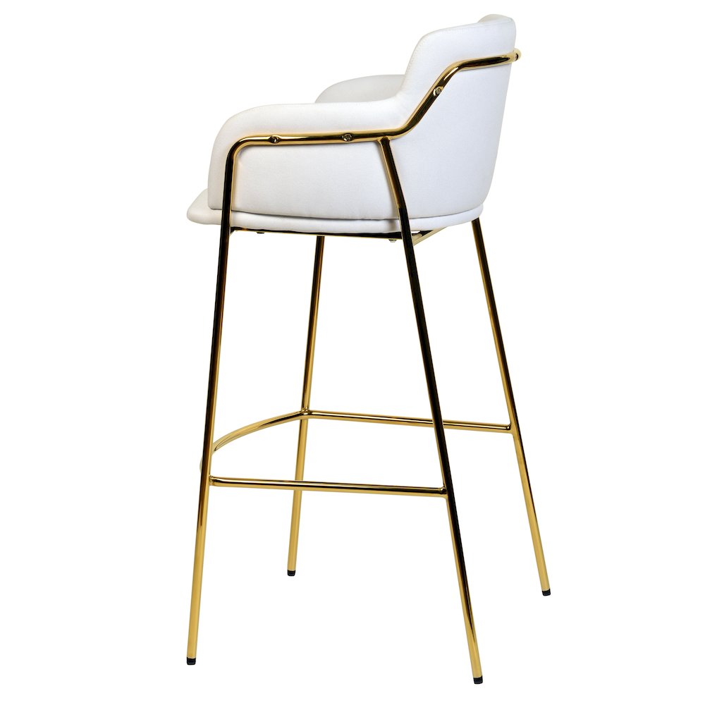 Axis Collection Modern Gold Bar height Chair in White