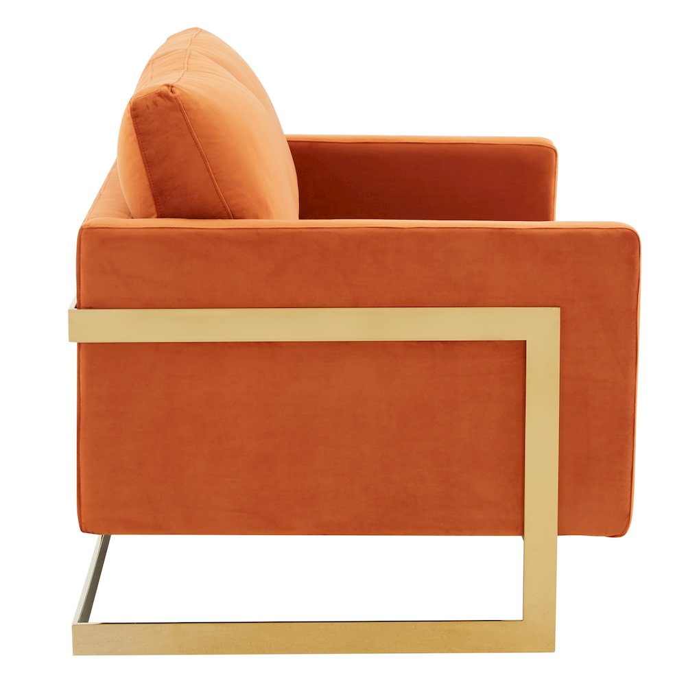 Lincoln Modern Mid-Century Upholstered Velvet Loveseat with Gold Frame
