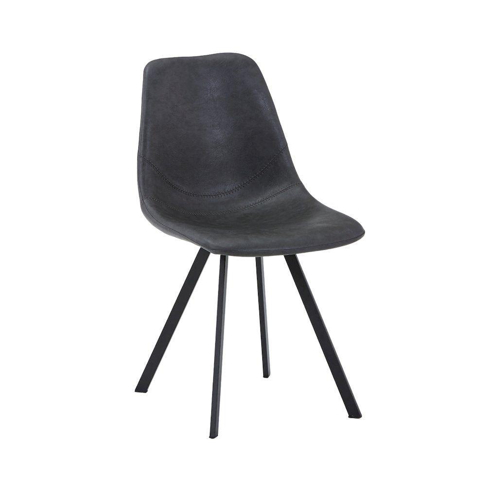 Markley Modern Leather Dining Chair With Metal Legs