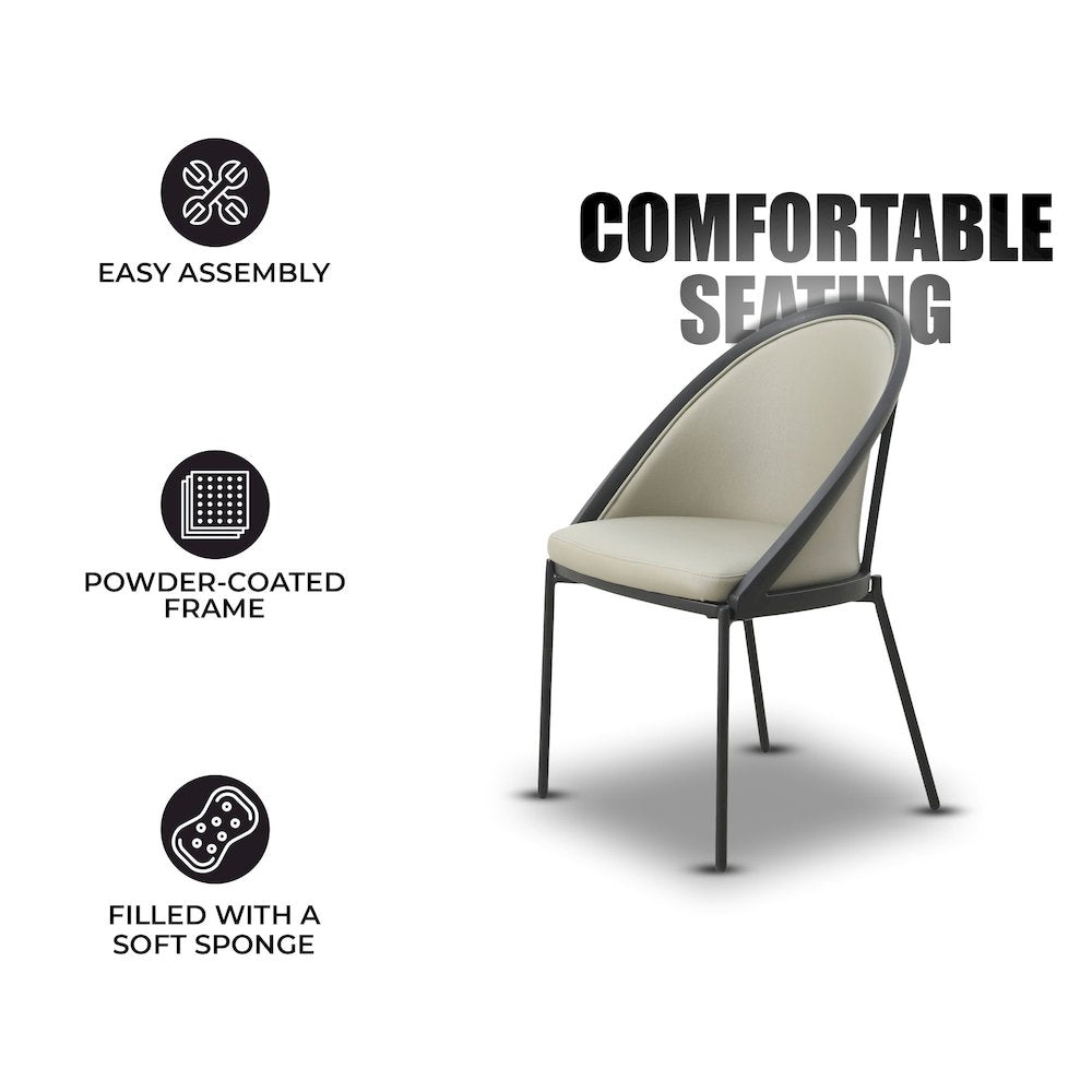 Urbane Collection Modern Dining Chair With Olive Green - Set of 2