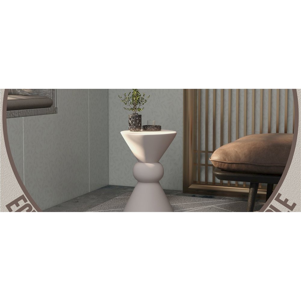 Echo Collection Fiberglass Outdoor Side Table in Cream