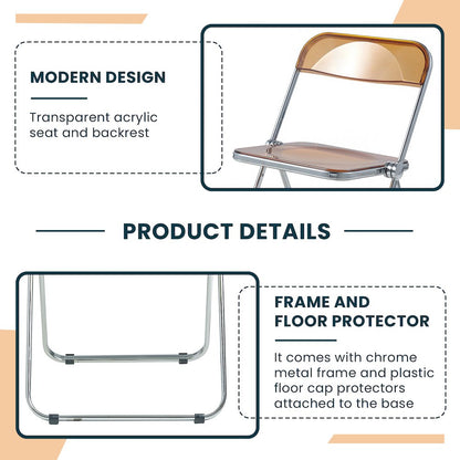 Lawrence Acrylic Folding Chair With Metal Frame, Set of 4