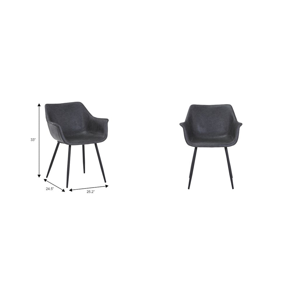 Markley Modern Leather Dining Arm Chair With Metal Legs
