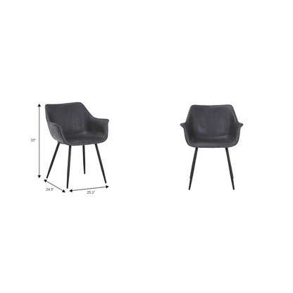 Markley Modern Leather Dining Arm Chair With Metal Legs