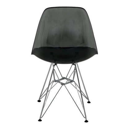 5-Piece Dining Set 35" Round Dining Table in Chrome - Transparent Black