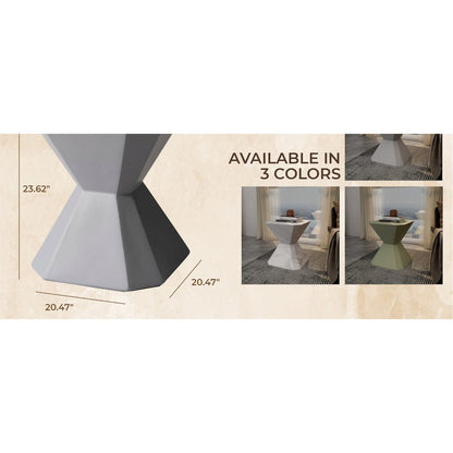 Azure Collection Fiberglass Outdoor Side Table in Grey
