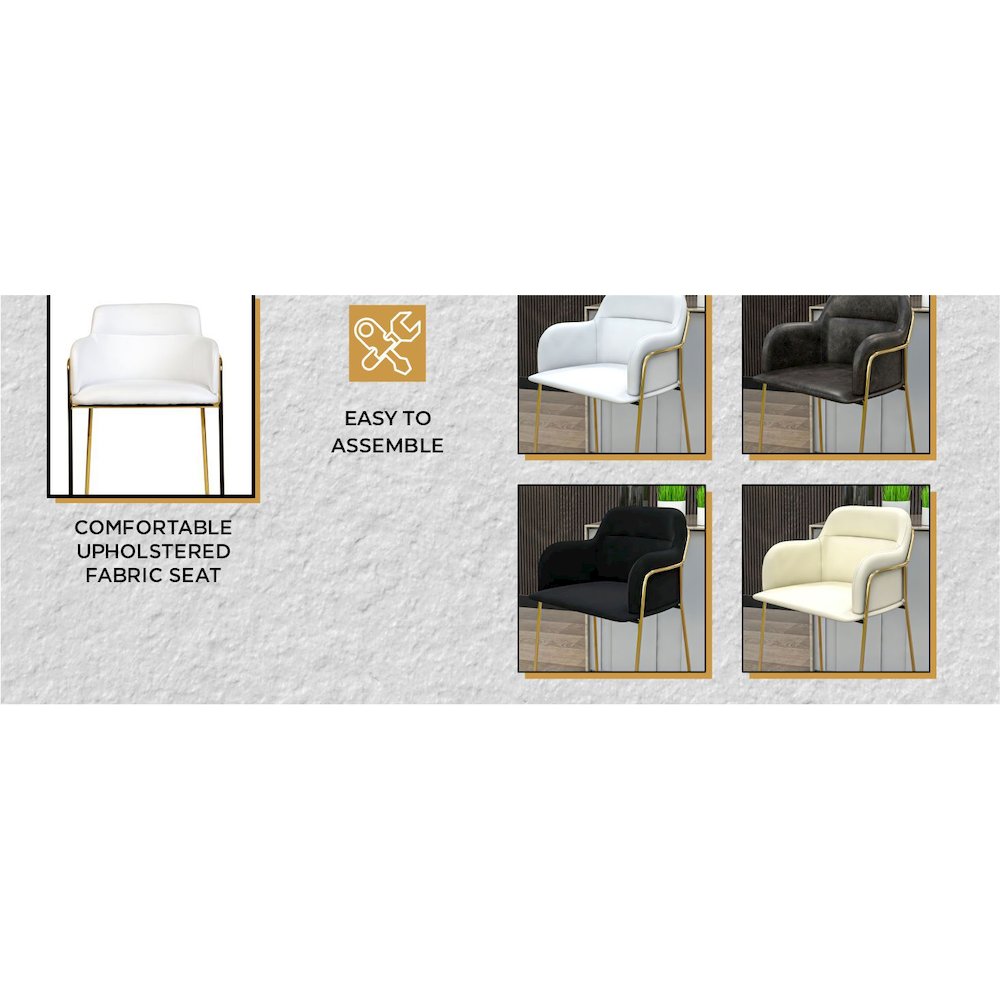 Axis Collection Modern Gold Bar height Chair in White