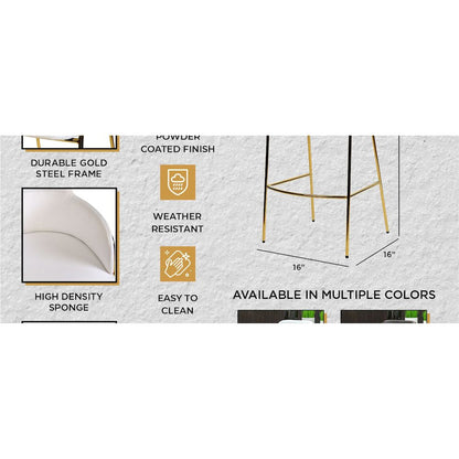 Axis Collection Modern Gold Bar height Chair in White