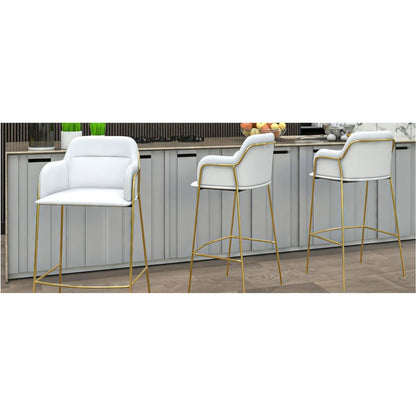 Axis Collection Modern Gold Bar height Chair in White