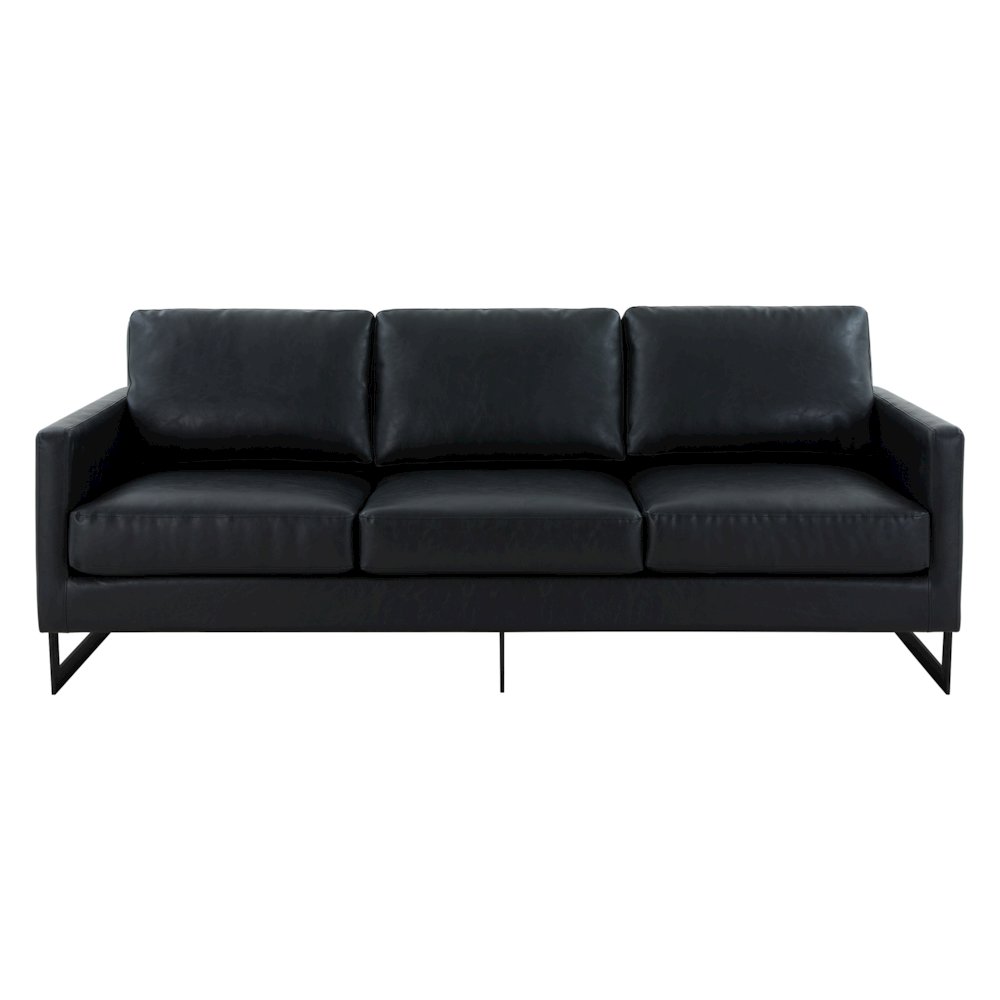 Lincoln Black Leather Sofa With Black Frame