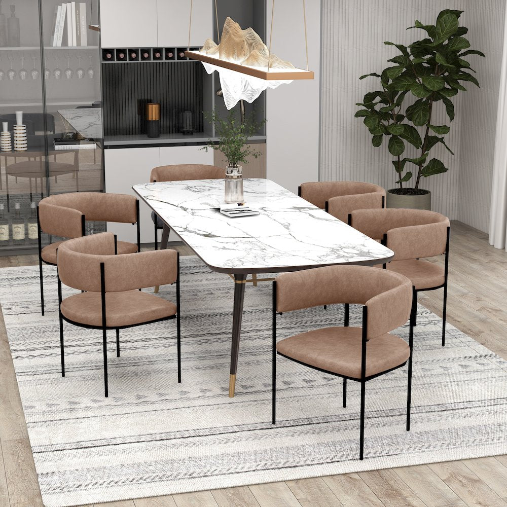 Cyril Collection Modern Chair in Light Brown Velvet