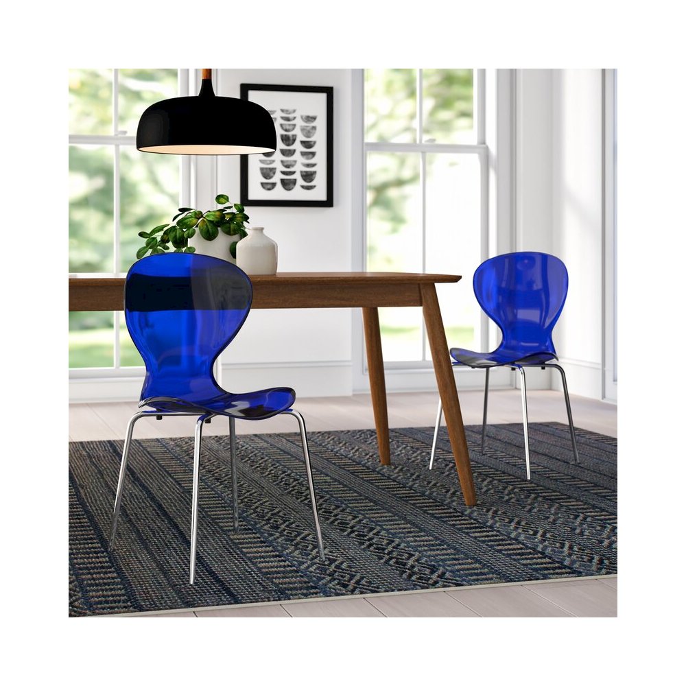Modern Oyster Transparent Side Chair, Set of 2