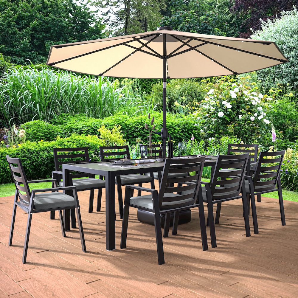 Chelsea Modern Patio Dining Armchair in Aluminum with Removable Cushions