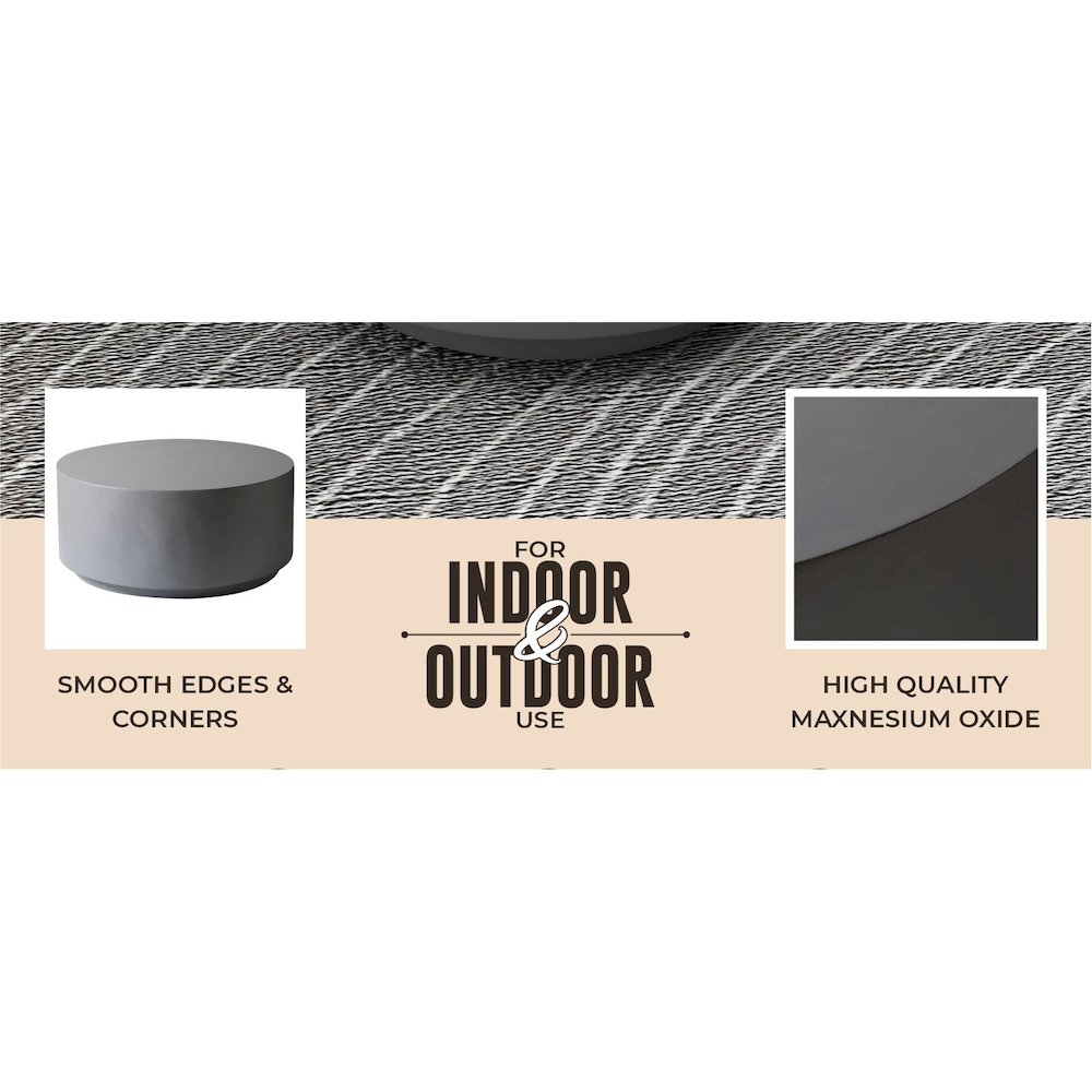 Terra Collection Fiberglass Outdoor Coffee Table In Grey