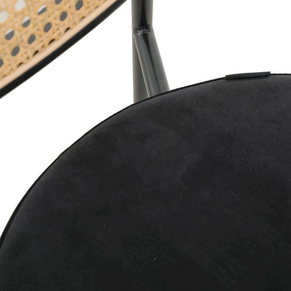 Euston Modern Wicker Bar Stool With Black Steel Frame, Set of 2 in Black