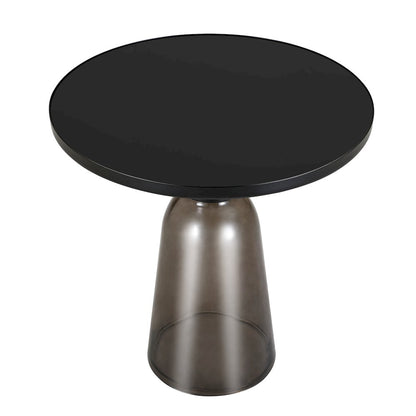 Tully Collection Glass side Table Grey glass, Black Rim with Black Glass top