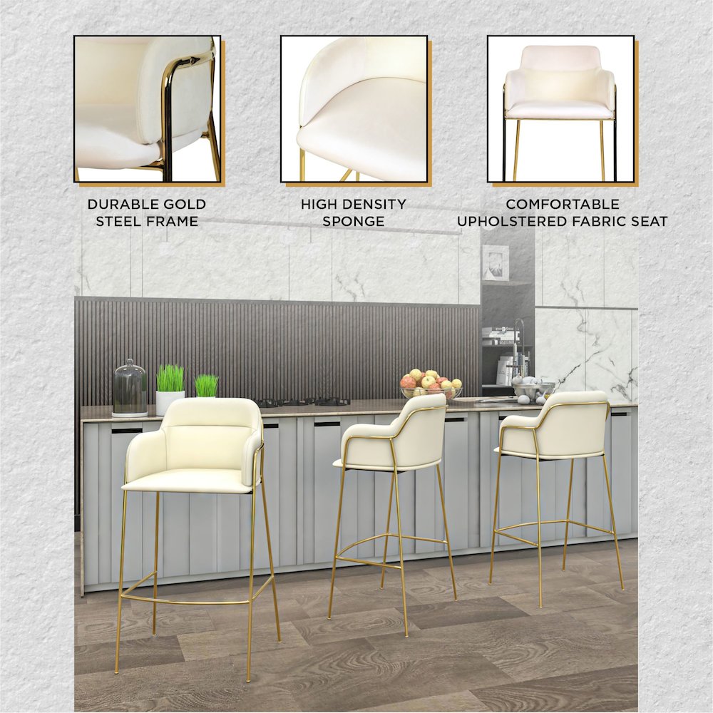 Axis Collection Modern Gold Bar height Chair in Biege