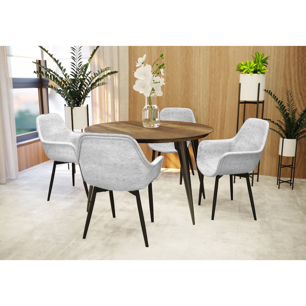 Markley Modern Leather Dining Arm Chair With Metal Legs