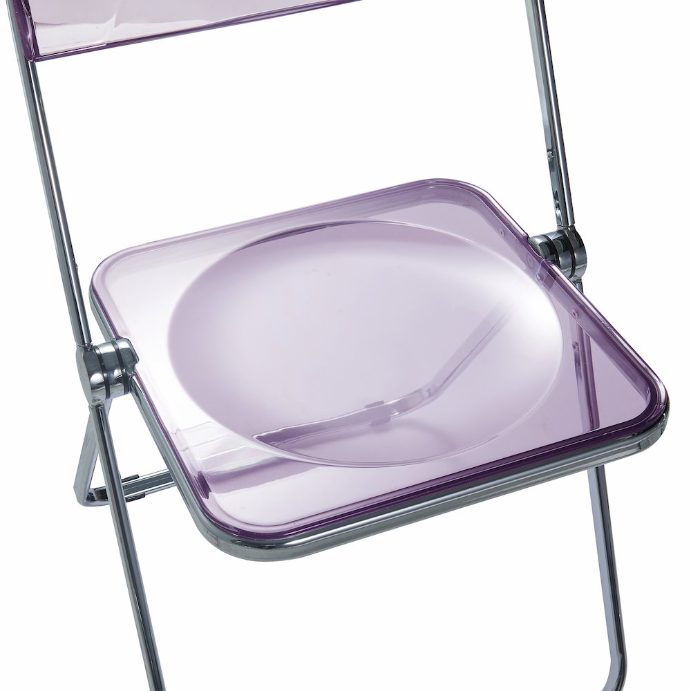 Lawrence Acrylic Folding Chair With Metal Frame, Set of 2