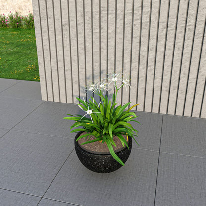 Iris Fiberstone Planter in Black 7 Dia