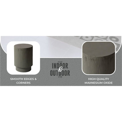 Eden Collection Fiberglass Outdoor Side Table in Grey