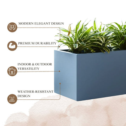 Bloom Series Poly Stone Planter 9" , 19.7" Long In Aged Concrete