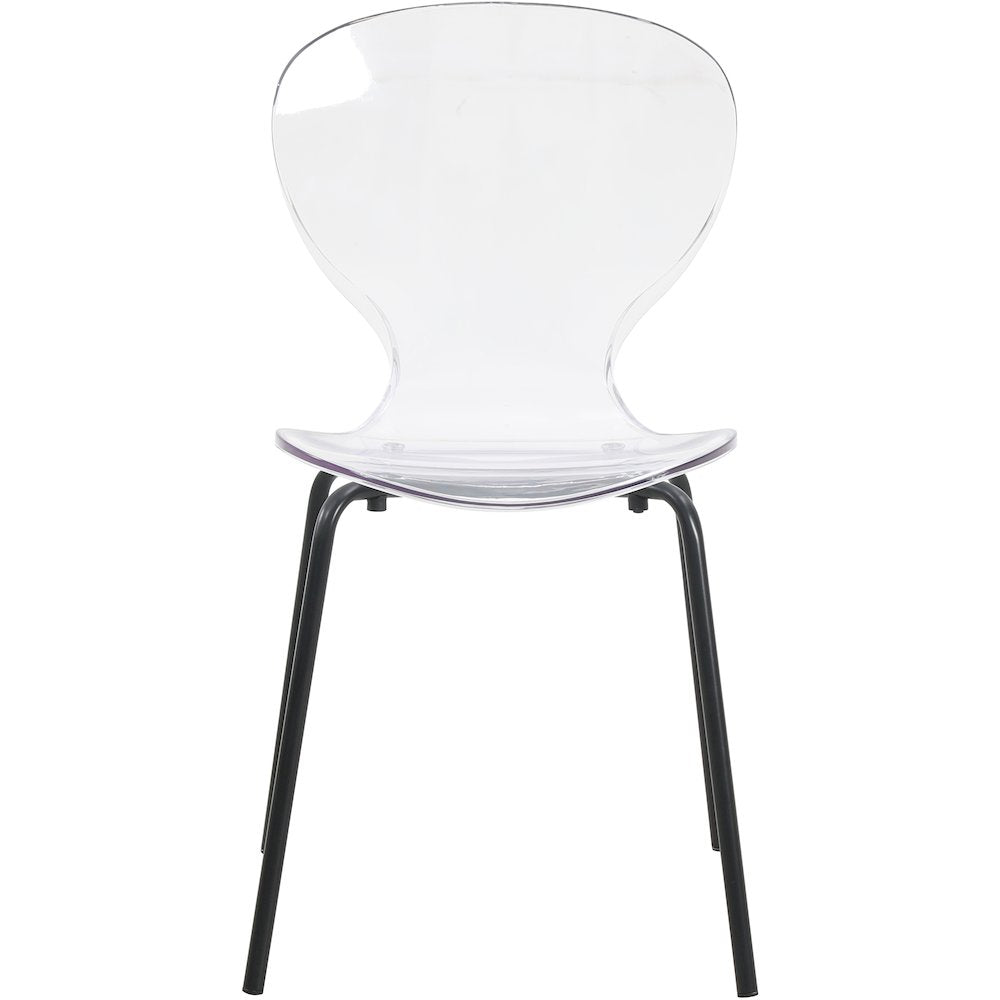 Modern Oyster Transparent Side Chair in Black Base set of 2