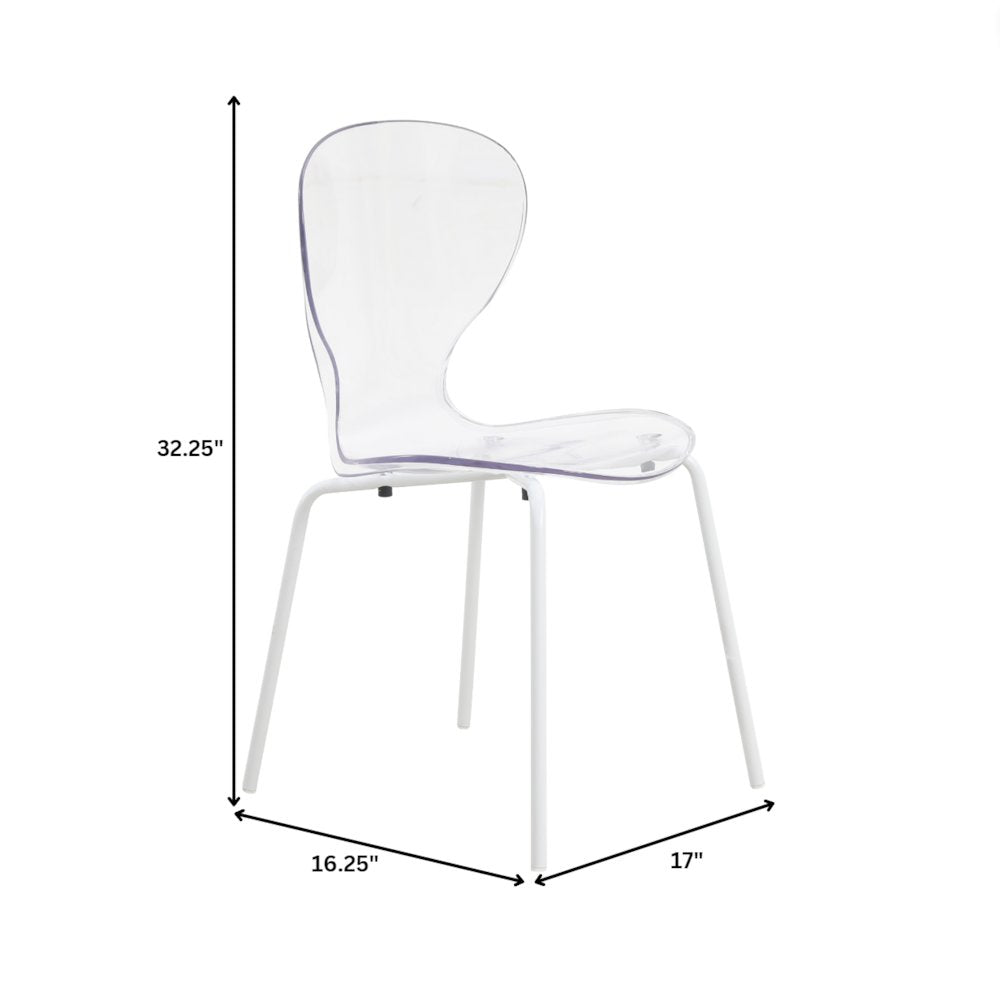 Modern Oyster Transparent Side Chair in White Base