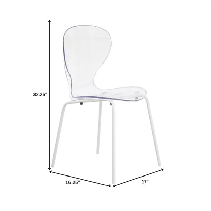 Modern Oyster Transparent Side Chair in White Base