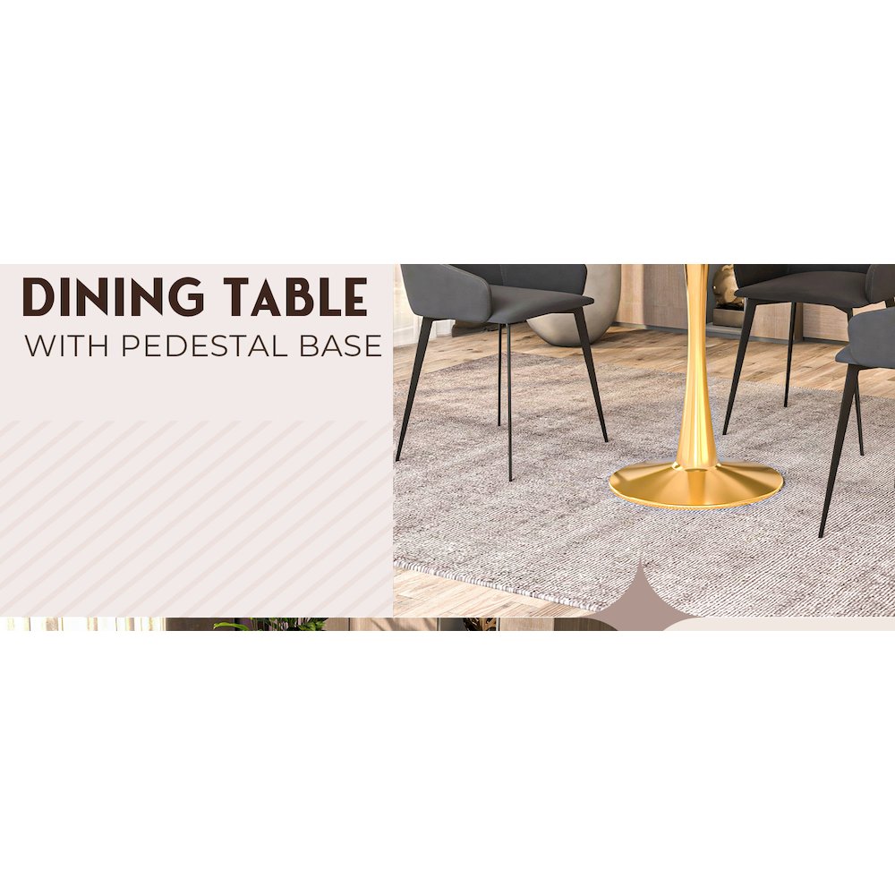 Bristol 24" round dining table Gold Base With Black Top