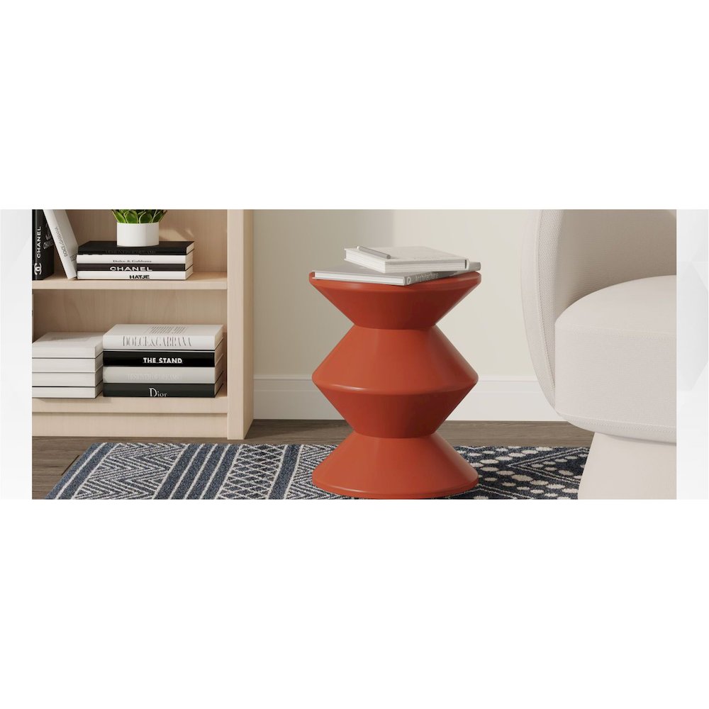 Aura Modern Plastic Side End Table, Indoor/Outdoor Use, Brown