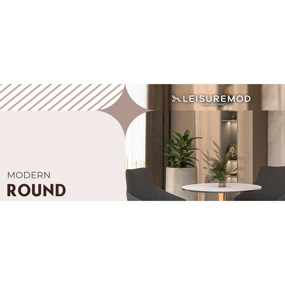 Bristol 24" round dining table Gold base with marbled MDF top