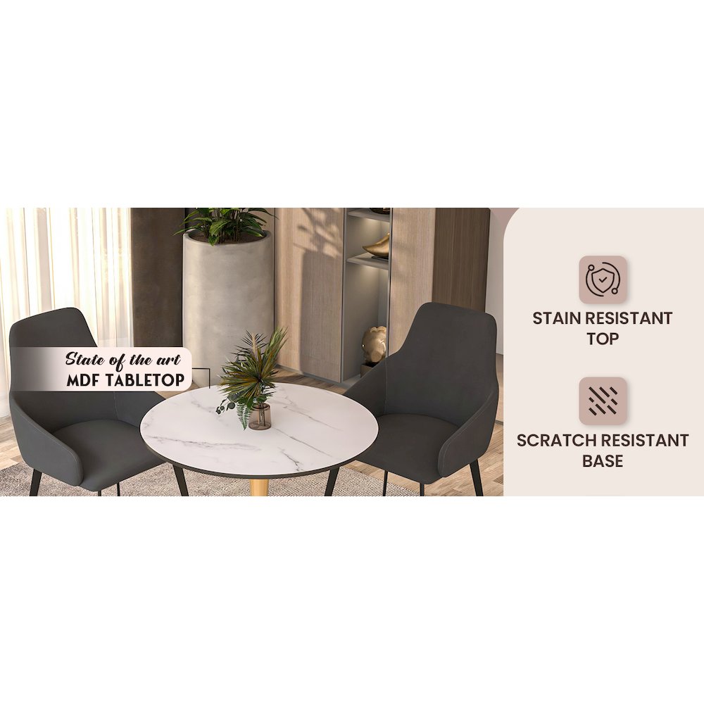 Bristol 24" round dining table Gold Base With White Top