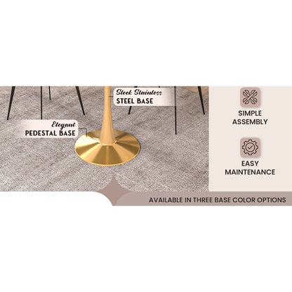 Bristol 24" round dining table Gold Base With White Top