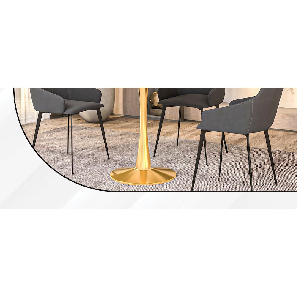 Bristol 27" round dining table Gold Base With Black Top