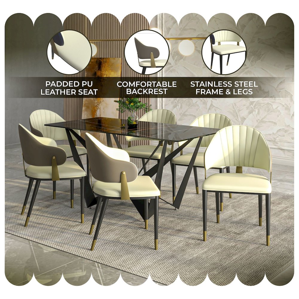 Aria Series Modern Dining Chair in Black Set of 2
