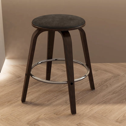 Wooden Counter Stool Pelya Collection Modern Style Walnut Glazed color in Brown