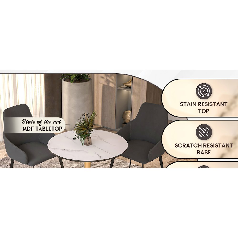 Bristol 27" round dining table Gold Base With White Top