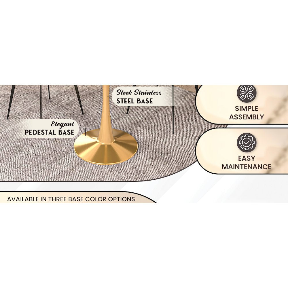 Bristol 27" round dining table Gold Base With White Top