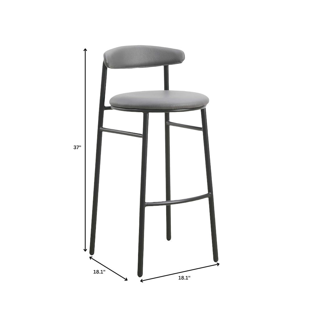 Lume Collection Modern Bar Stool in Charcoal Set of 2